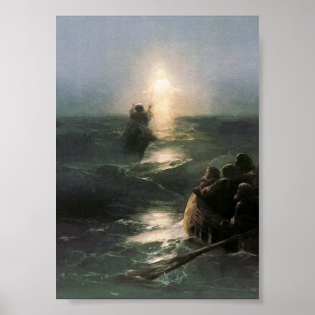 Jesus Walking on Stormy Seas Poster (Front)