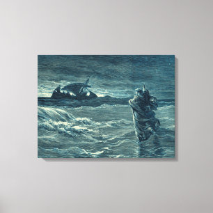 Jesus Walking on the Sea   Bible Canvas Print