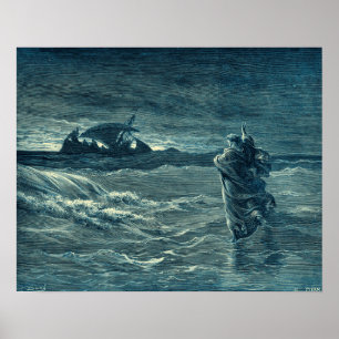 Jesus Walking on the Sea Bible Poster