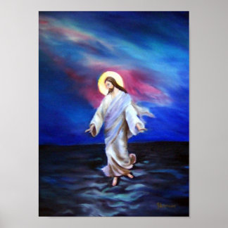 Jesus walking on the water....... poster
