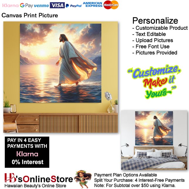 Jesus Walking on Water Canvas Print Picture (Jesus Walking on Water Biblical Canvas Print Picture 7.)