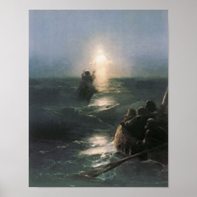 Jesus Walking on Water, Ivan Aivazovsky Painting Poster (Front)