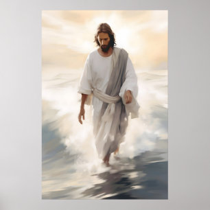 Jesus Walking on Water Jesus Christ Easter Paintin Poster
