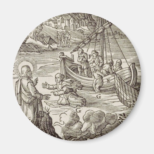 Jesus walking on water magnet (Front)