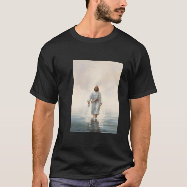 Jesus Walking on Water Oil Painting T-Shirt (Front)