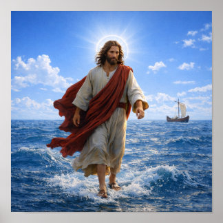 Jesus Walking on Water Poster