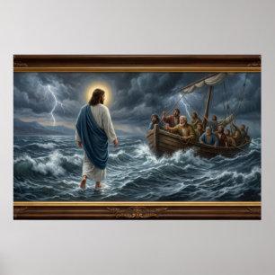 Jesus Walking on Water Poster – Christian Wall Art