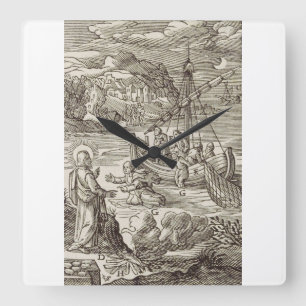 Jesus walking on water square wall clock