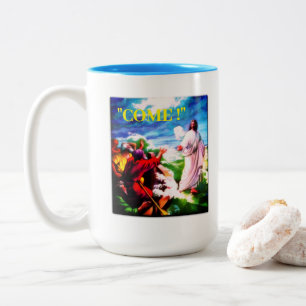 Jesus Walking On Water - The Sea Of Galilee Two-Tone Coffee Mug