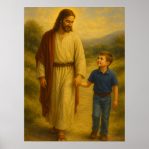 Jesus Walking With Boy™ LDS Wall Art Poster