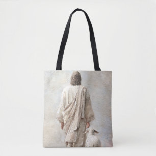 Jesus Walking with the Lamb Tote Bag