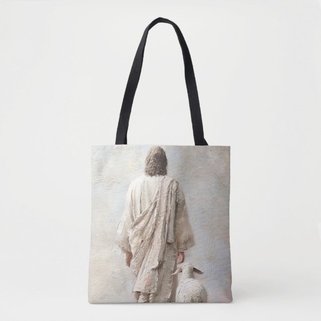 Jesus Walking with the Lamb Tote Bag (Front)