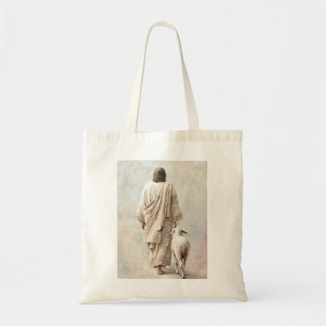 Jesus Walking with the Lamb Tote Bag (Front)