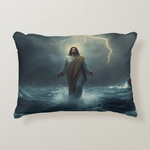 Jesus Walks on Water: Christian Theme Throw Pillow