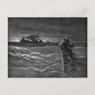 Jesus Walks on Water Postcard