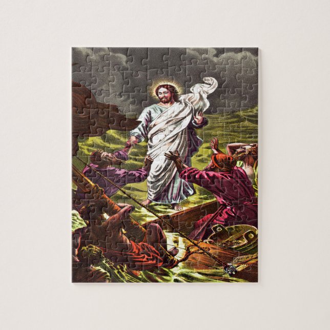 Jesus Walks on Water Puzzle Design (Vertical)