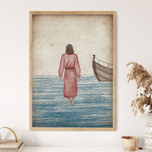 Jesus walks on water _Scripture Wall Art, Bible  Poster
