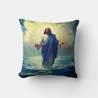 Jesus Walks on Water Throw Pillow