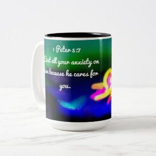 jesus want us let go Two-Tone coffee mug