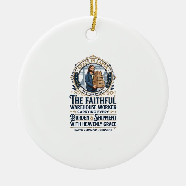 Jesus Warehouse Logistics Graphic Tee Christian Ar Ceramic Tree Decoration (Front)