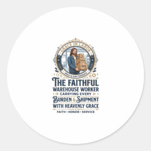 Jesus Warehouse Logistics Graphic Tee Christian Ar Classic Round Sticker
