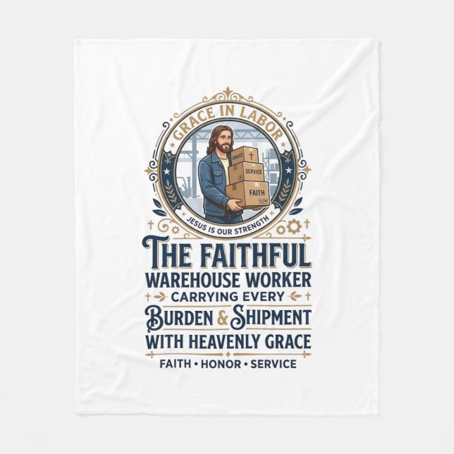 Jesus Warehouse Logistics Graphic Tee Christian Ar Fleece Blanket (Front)