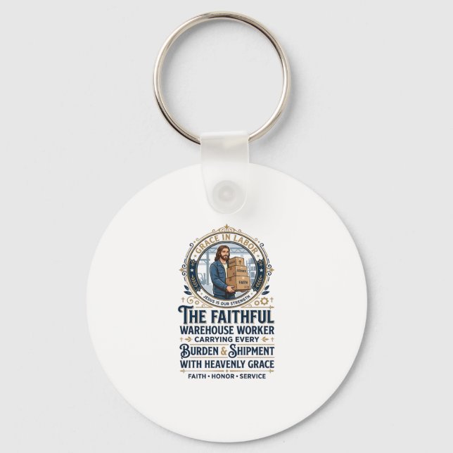 Jesus Warehouse Logistics Graphic Tee Christian Ar Key Ring (Front)