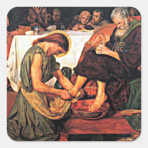Jesus Washing Peter's Feet Square Sticker