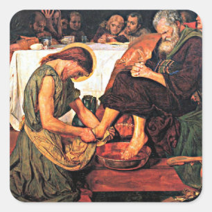 Jesus Washing Peter's Feet Square Sticker