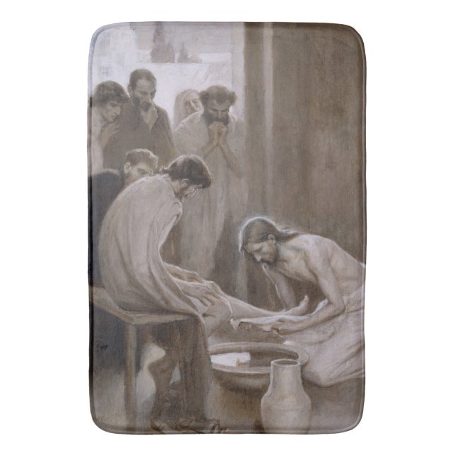 Jesus Washing the Feet of His Disciples Bath Mat (Front Vertical)