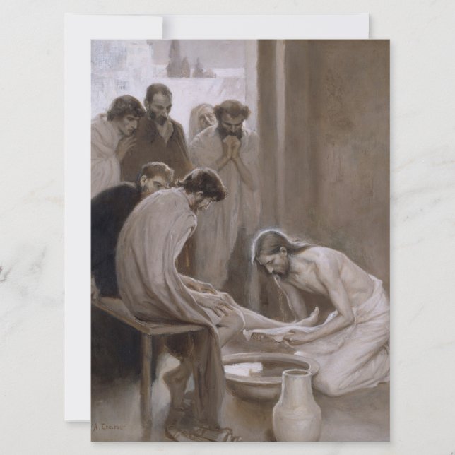 Jesus Washing the Feet of His Disciples Card (Front)