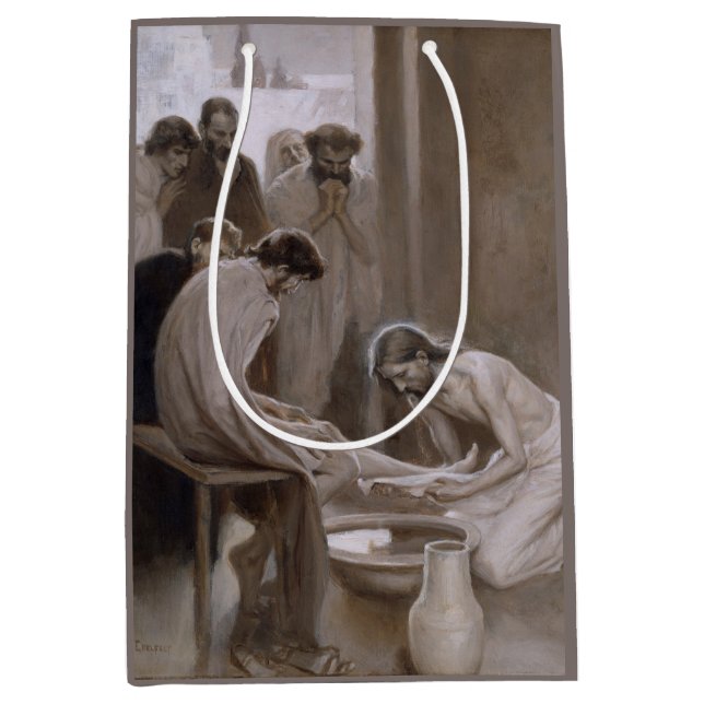 Jesus Washing the Feet of His Disciples Medium Gift Bag (Front)