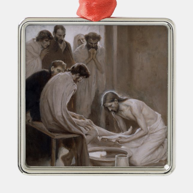 Jesus Washing the Feet of His Disciples Metal Tree Decoration (Front)