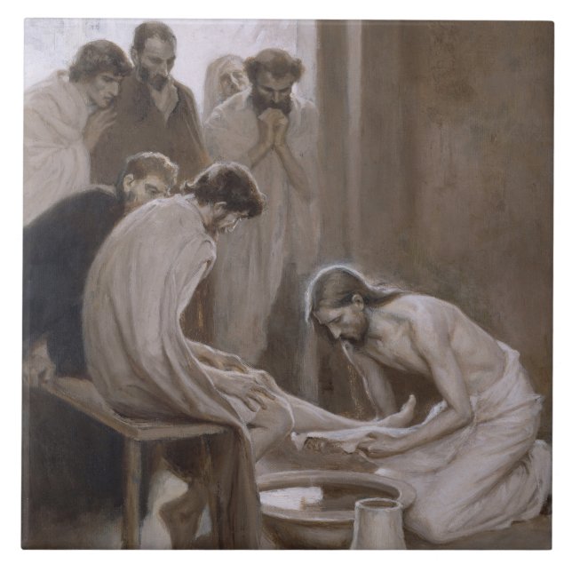 Jesus Washing the Feet of His Disciples Tile (Front)