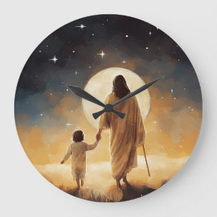 Jesus Watch, Bible, Wall Clock, Christianity Large Clock