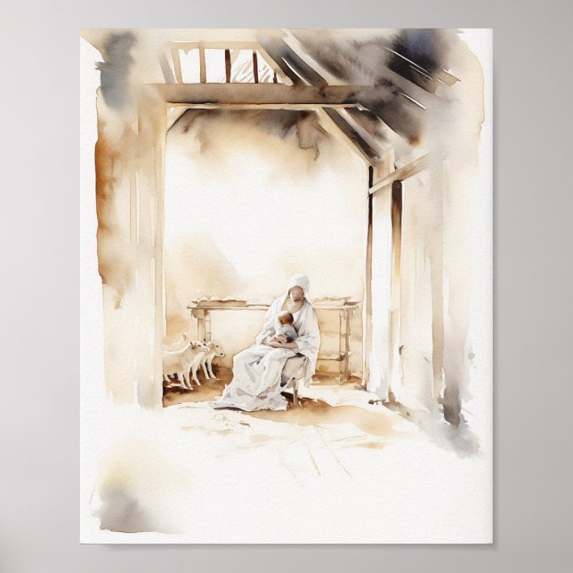 Jesus Watercolor Art Print - Serene Religious Home (Front)