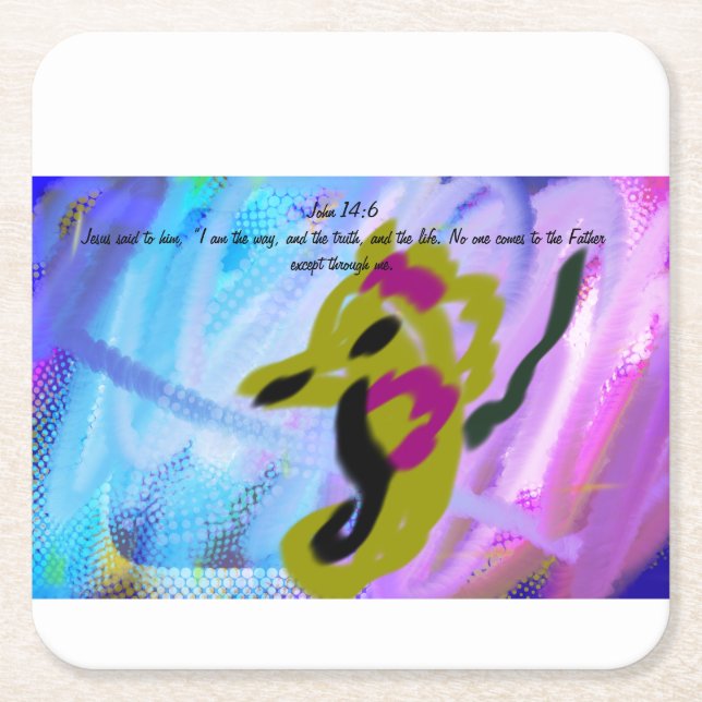 Jesus way and friend  square paper coaster (Front)