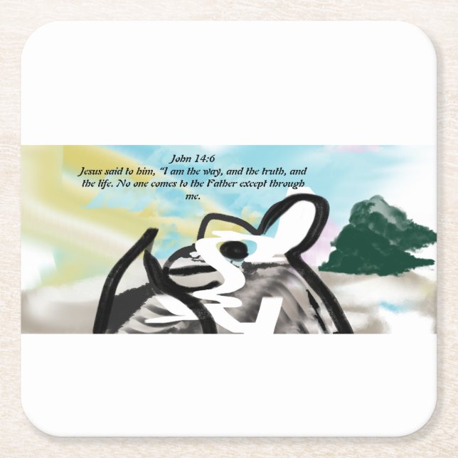 Jesus way square paper coaster (Front)