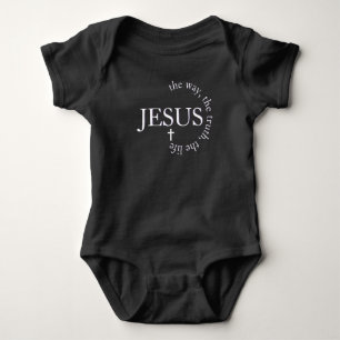 Jesus way, truth, life John 14:6 Cross Baby Bodysuit