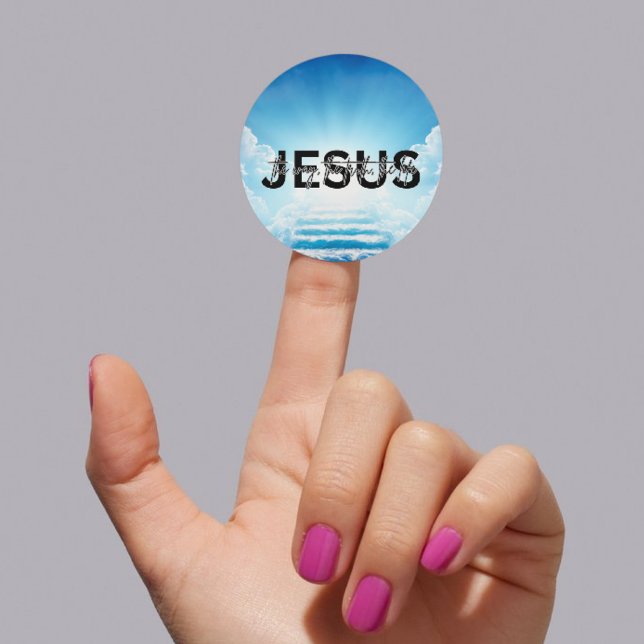 Jesus way, truth, life John 14:6 Heaven Stairs Classic Round Sticker (Jesus sticker)