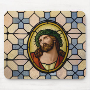 Jesus Wearing Crown Of Thorns Mouse Mat