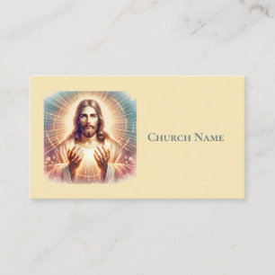Jesus Welcoming Hands Watercolor (Yellow) Business Card