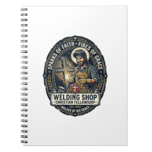 Jesus Welder Metal Shop T-Shirt Inspirational Fait Notebook
