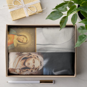 'Jesus' White Heart Collage Virgin Mary Artistic  Tissue Paper