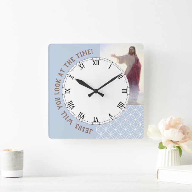 Jesus Will You Look at the Time Light Blue Clock (Home)