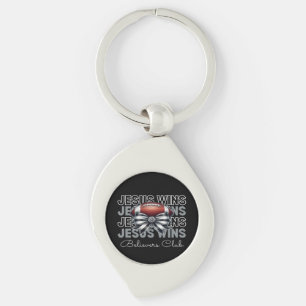 Jesus Wins Believers Club Football-Themed Keychain