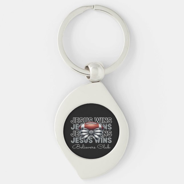 Jesus Wins Believers Club Football-Themed Keychain (Front)
