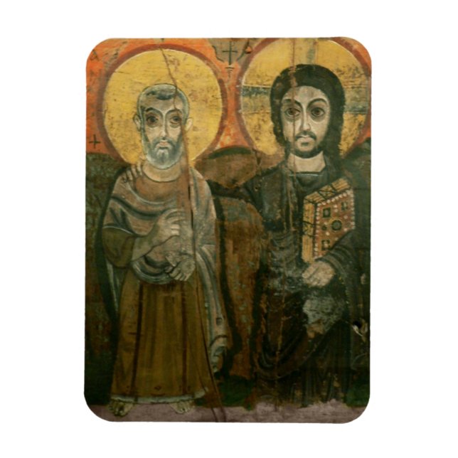Jesus with Abbot Coptic Icon Magnet (Vertical)