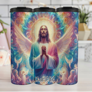 Jesus with Angel Wings Praying Thermal Tumbler