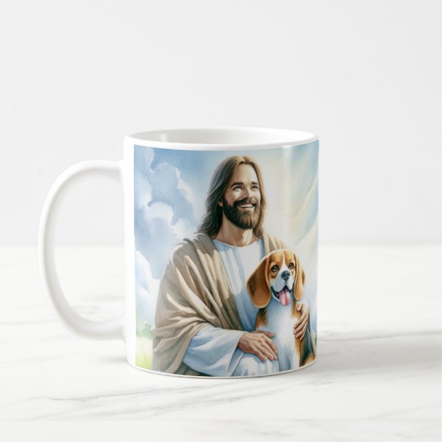 Jesus with Beagle Coffee Mug (Left)